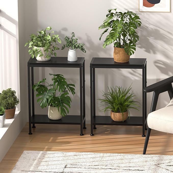 Narrow Side Table for Small Space Set of 2, 2-Tier Small End Table - Image 9