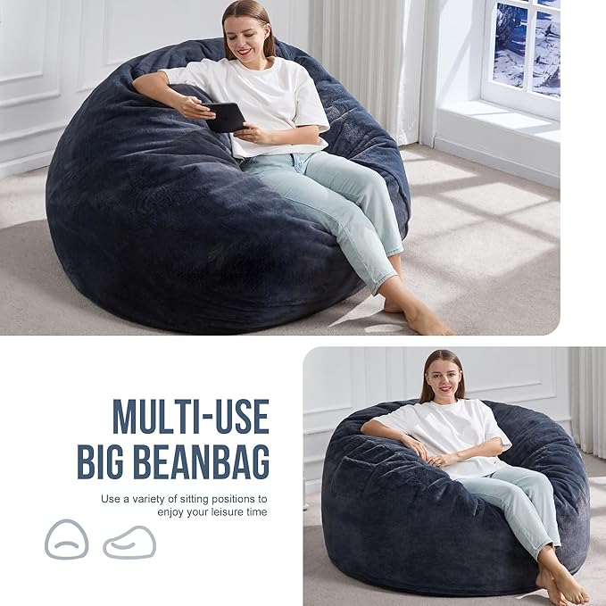 Hobestluk 5ft Bean Bag Chairs for Adults Large Beanbag Chair - Image 5