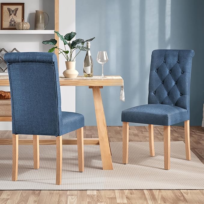 Yaheetech Dining Chairs Set of 4 Fabric Upholstered Dining Room Chairs - Image 2