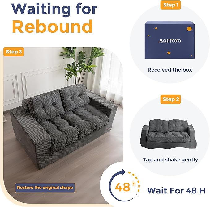 MAXYOYO Bean Bag Chair for Adults, Upholstered Floor Sofa - Image 4