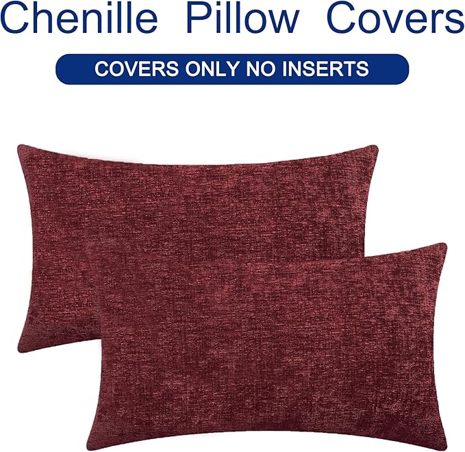 CaliTime Throw Pillow Covers Decorative 12 X 20 Inches Pack of 2 Cozy Chenille - Image 6