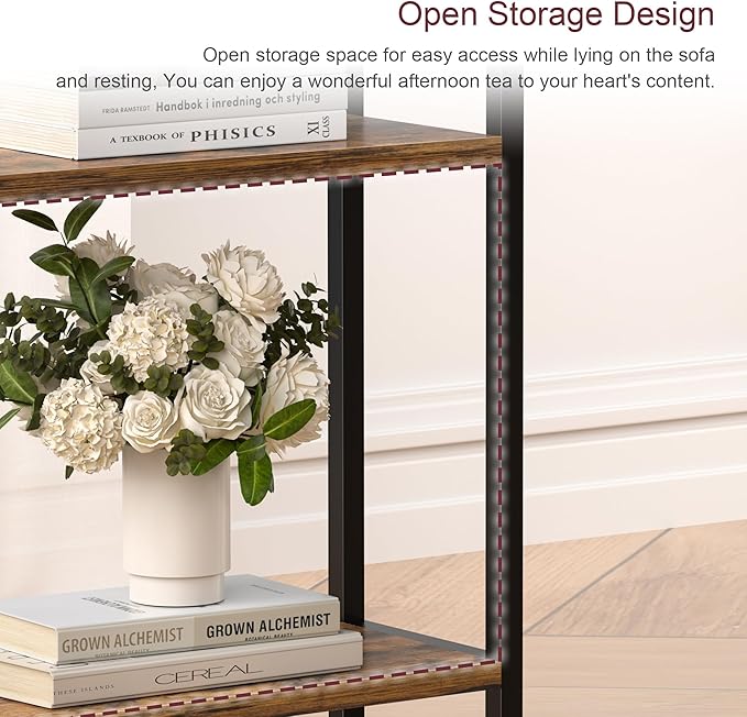 Narrow Side Table for Small Space, 3-Tier Small End Table - Image 7