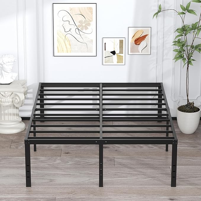 EMODA 20 Inch King Bed Frame No Box Spring Needed, Heavy Duty Tall Metal - Image 8