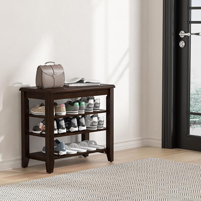 Shoe Bench Storage Rubberwood, Entryway Bench - Image 8