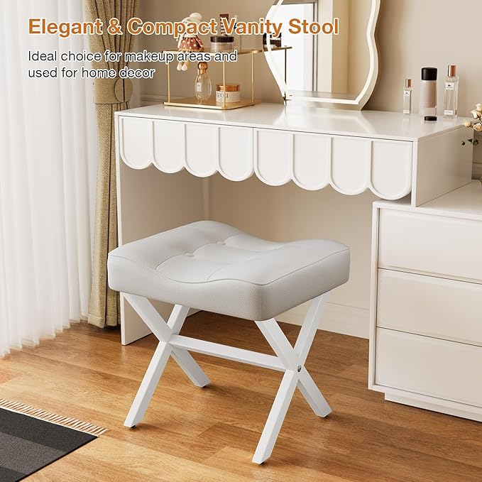 18-Inch Large Leather Vanity Stool, Vanity Chair - Image 6