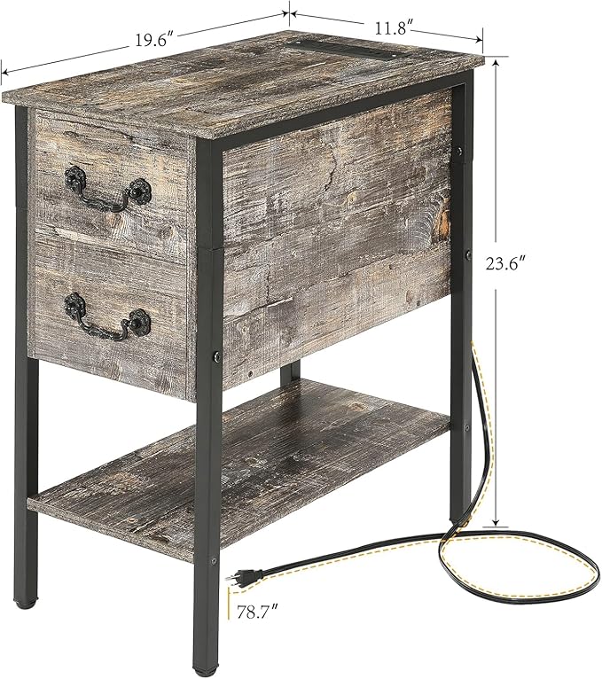VECELO End Tables, Narrow Nightstands - Image 3