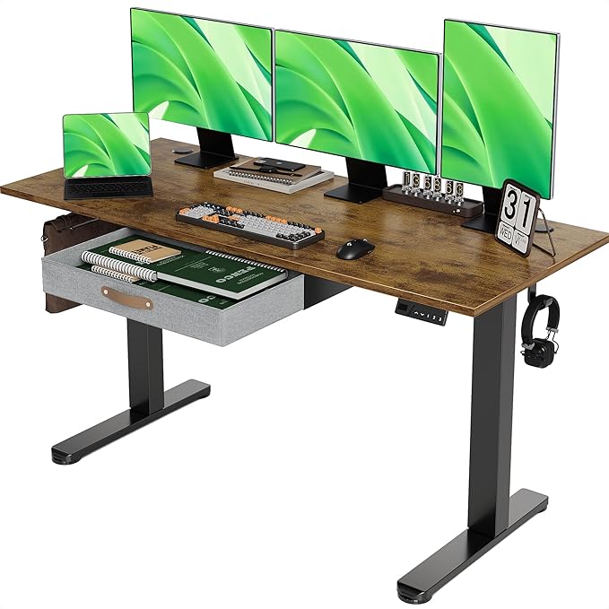 Seang Standing Desk with Drawer, 3 Memory Height Settings with Cable Grommets & by Unknown