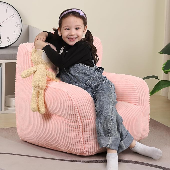 Kids Bean Bag Chair with a Plush Bear, Comfy Toddler Chair - Image 5