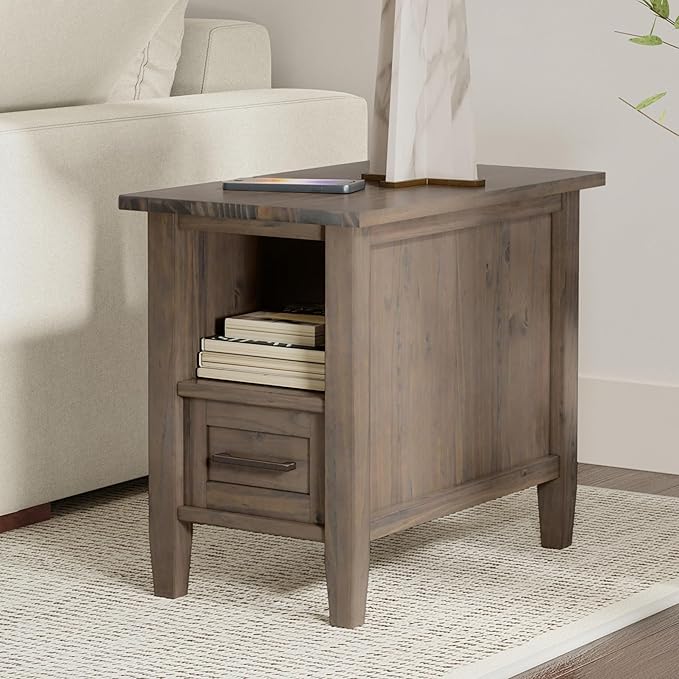 SIMPLIHOME Ela Solid Wood 14 inch Wide Rectangle Transitional Narrow End Table - Image 2