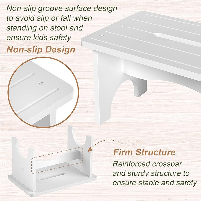 Wooden Step Stool for Adults, Heavy Duty One Step Bedside Stool - Image 3