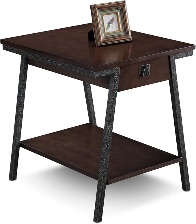 Leick Home 11407 Empiria One Drawer Side Table, Walnut and Foundry Bronze - Image 3