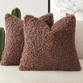 Foindtower 2 Pieces 24x24 Inch Red Brown, Faux Fur Throw Pillow Cover Accent by Foindtower