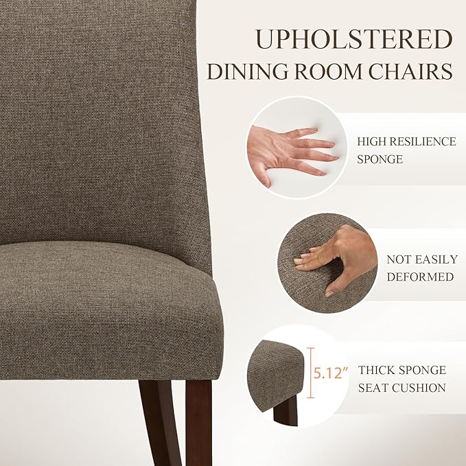 COLAMY Upholstered Dining Chairs Set of 2, Mid Century Modern Kitchen Chairs - Image 4