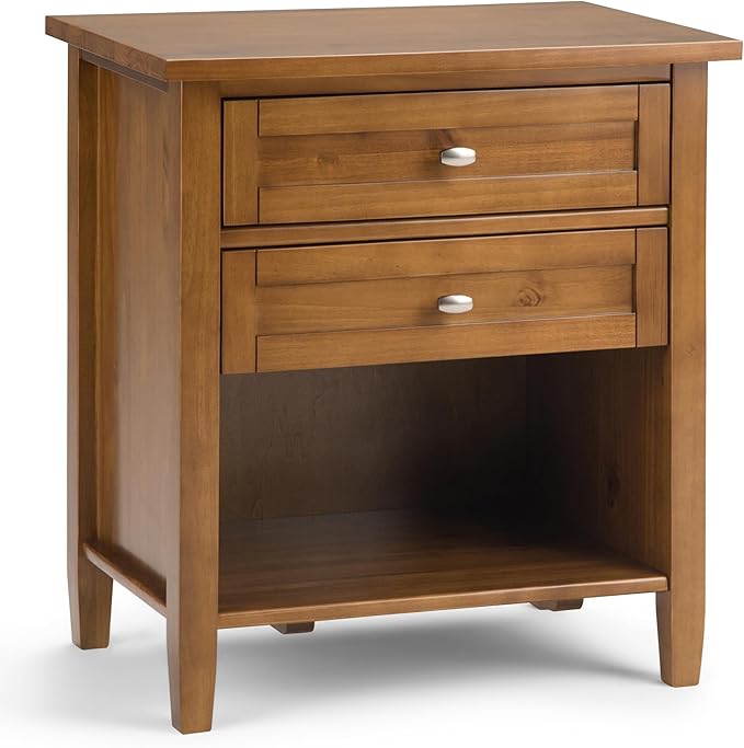 SIMPLIHOME Warm Shaker SOLID WOOD 24 inch Wide Transitional Bedside Nightstand by SimpliHome