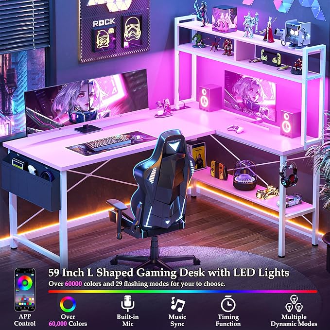 Aheaplus L Shaped Desk Gaming Desk, Reversible Home Office Desk Gamer Desks - Image 5