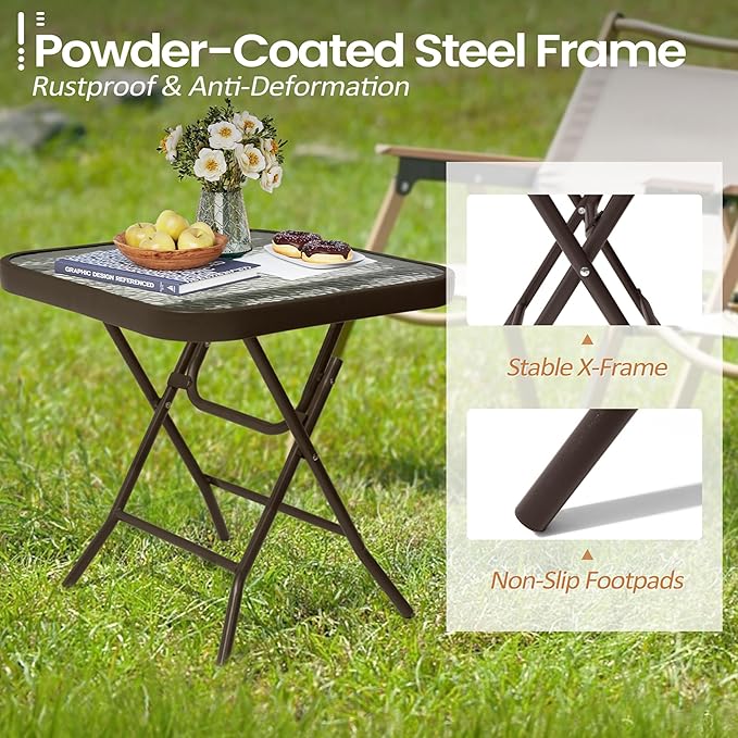 Foldable Outdoor Side Table Set of 2 - Image 5