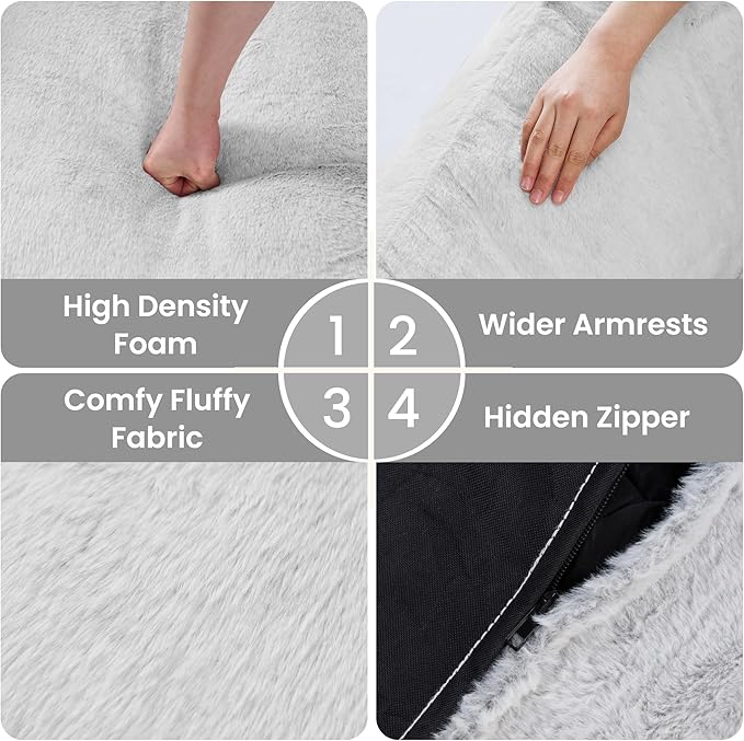 Bean Bag Chairs for Adults, Giant Beanbag Sofa Comfy Reading Chair, Oversized - Image 6