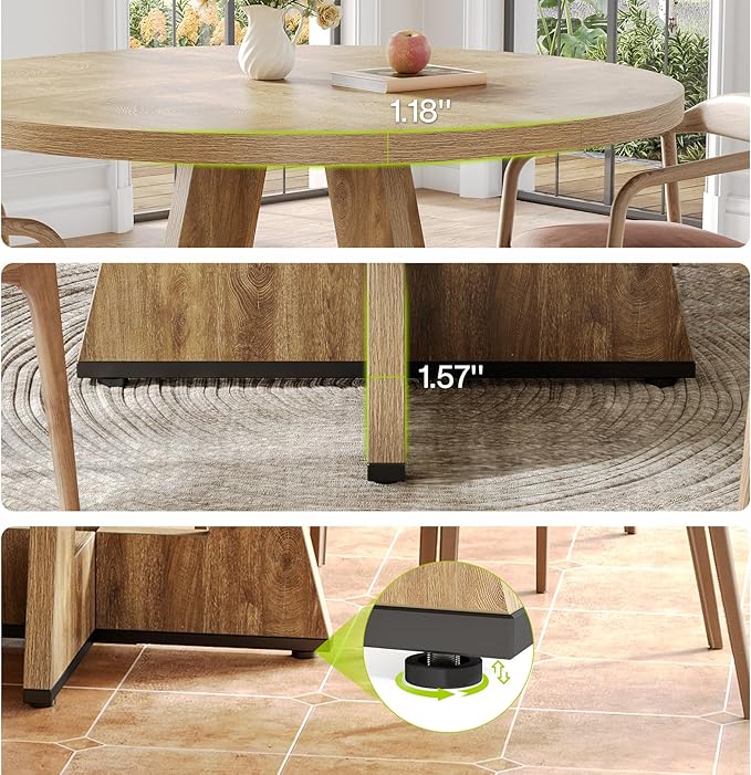 LITTLE TREE Round Dining Table for 4-6 People, 47 Inches Dining Room Table - Image 6