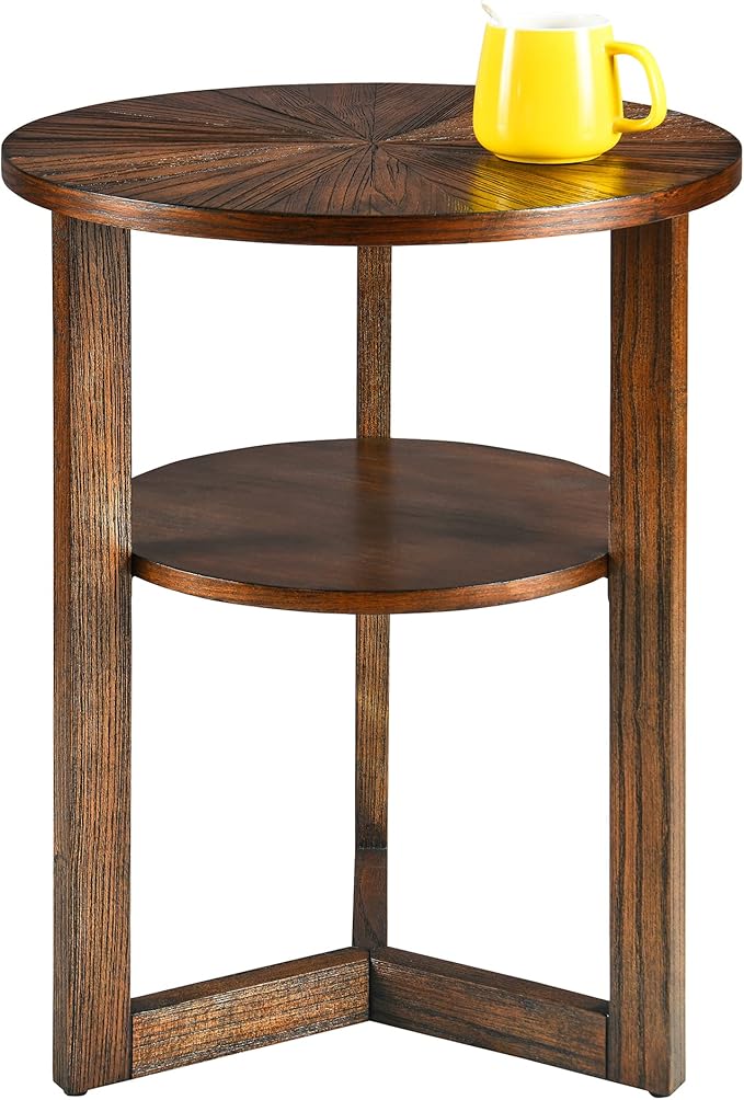 MODERION Round End Table, Rustic Side Table - Image 4