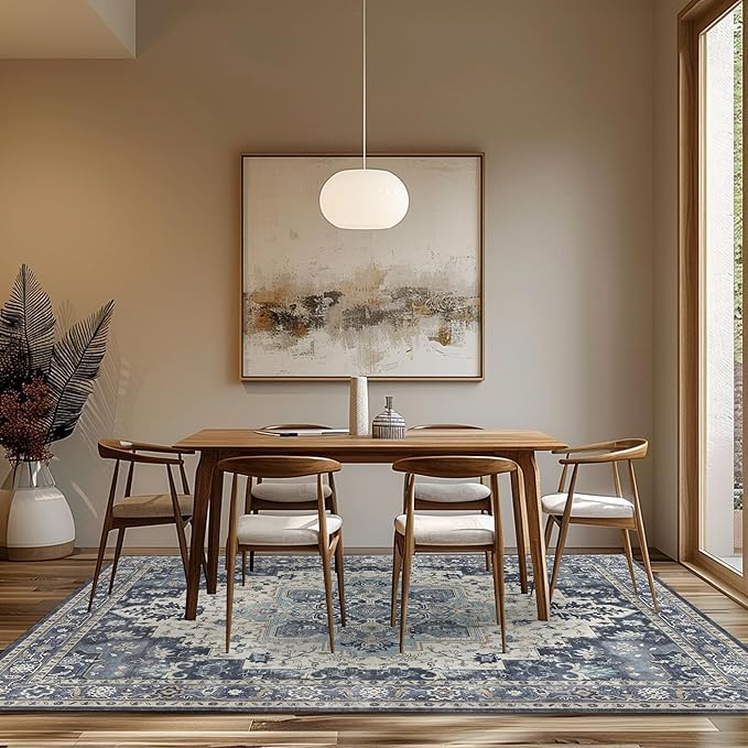 GENIMO 9x12 Area Rugs for Living Room, Machine Washable Non Slip Vintage Rugs - Image 3