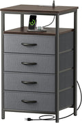 Huuger Night Stand with Charging Station, 4 Drawer Dresser by Huuger