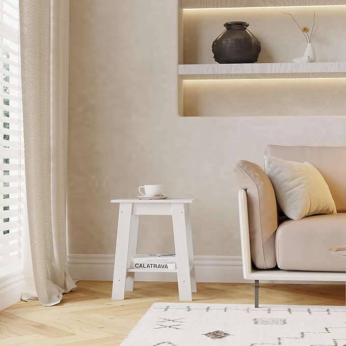 End Table with Double Storage Shelves, Small Space Side Table - Image 3