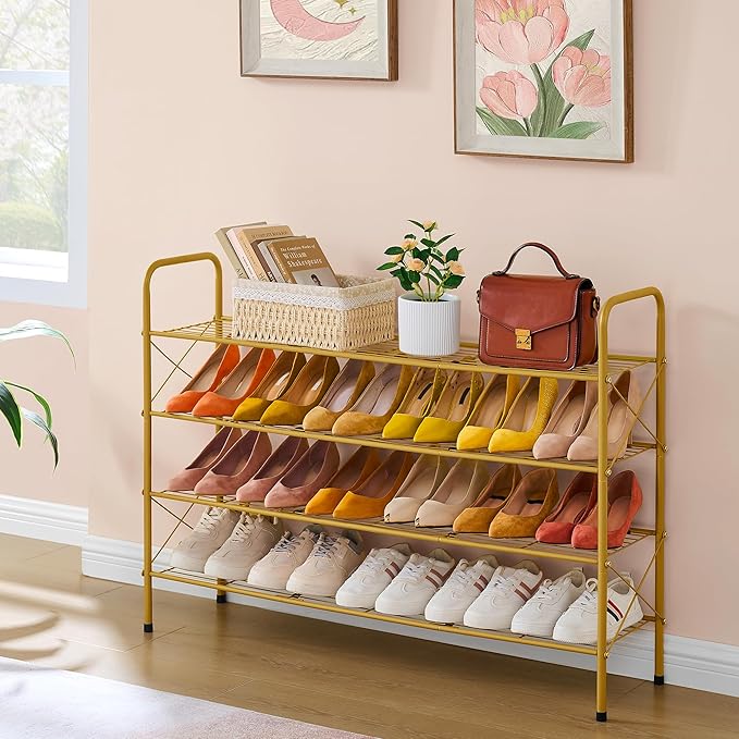 Hoctieon 4 Tier Mesh Style Shoe Rack, Entryway Shoe Shelf, Shoe Storage - Image 4