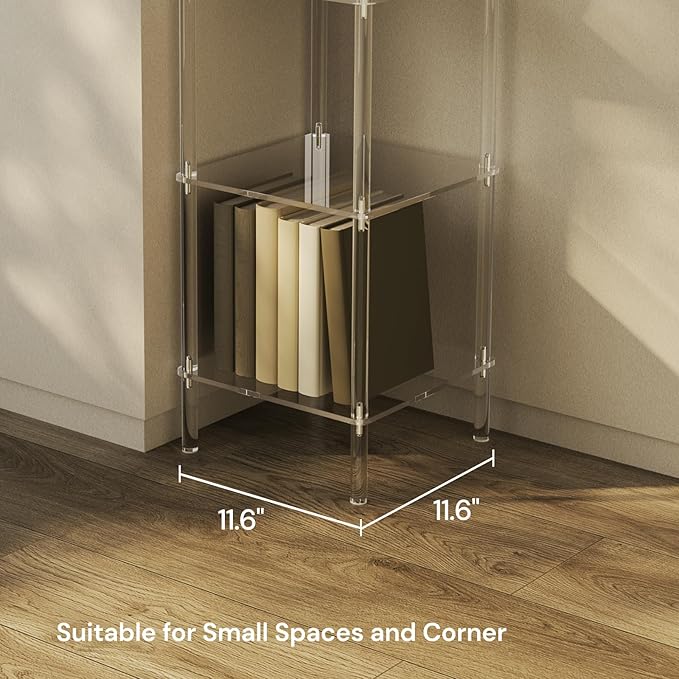 6 Tier Square Acrylic Bookshelf, Small Bookcase - Image 6