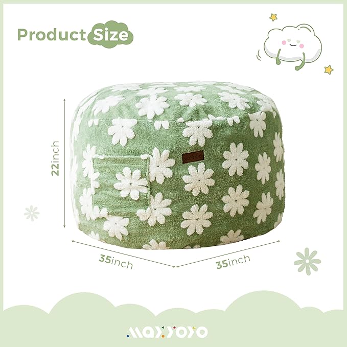 MAXYOYO Bean Bag Chair for Kids, Floral Pattern Lazy Chair - Image 2