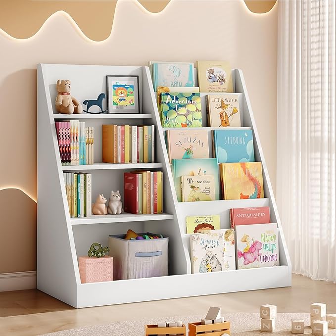 Tatub 6 Tier Kids Wooden Bookshelf and Toy Storage, Children Toy Organizer by Tatub