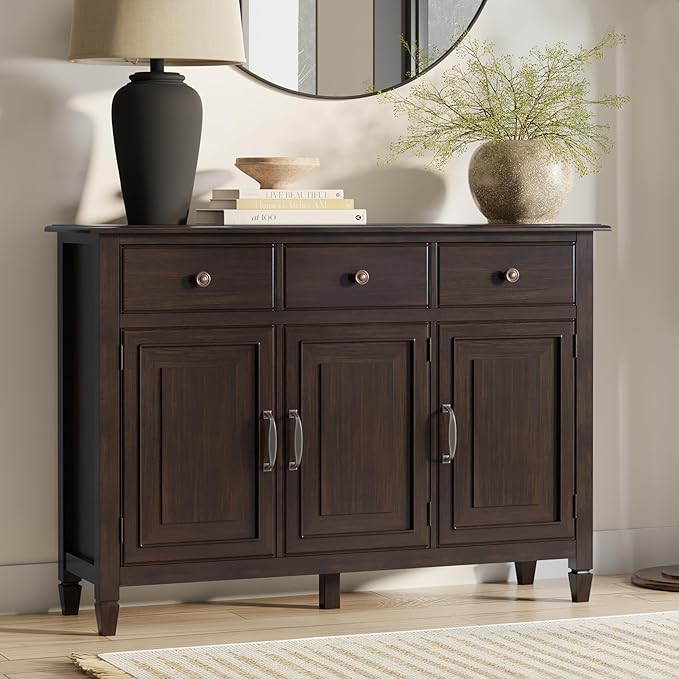 SIMPLIHOME Connaught 51-inch Wide Solid Wood Storage Cabinet in Chestnut Brown - Image 2