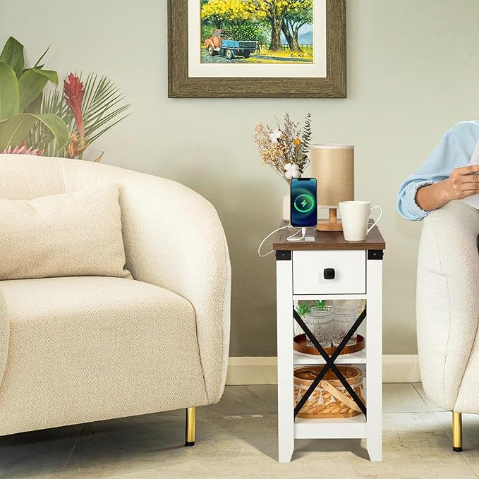 Narrow End Table with Charging Station - Image 8