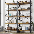 Shintenchi 2 Pieces 5 Tiers Bookshelf, Classically Tall Bookcase Shelf by Shintenchi