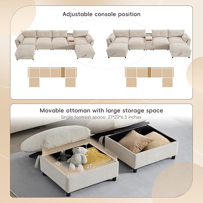 Merax 142'' Modular Sectional Sofa Set - Image 6