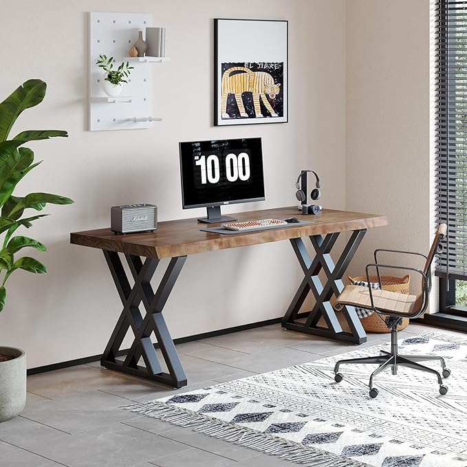 Solid Wood Computer Desk Study Office Desk 55" Writing Desk, Modern Simple - Image 5
