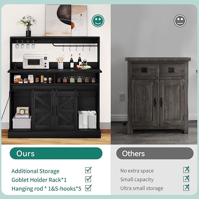 YITAHOME Buffet Cabinets with Upper Rack, Farmhouse Coffee Bar Cabinet with - Image 4