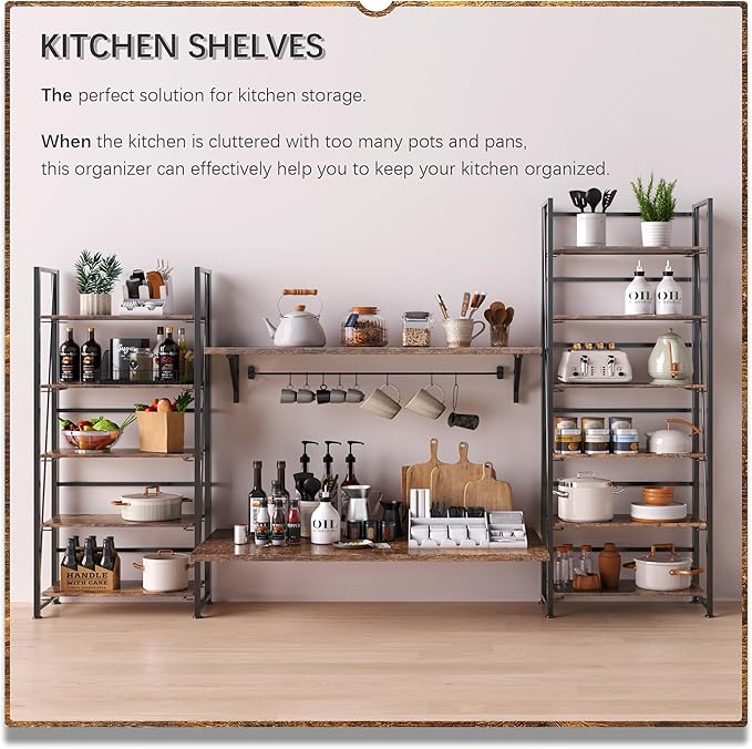 4NM No Assembly Folding Bookshelf, 6-Shelf 74" H Collapsible Foldable Bookcase - Image 4