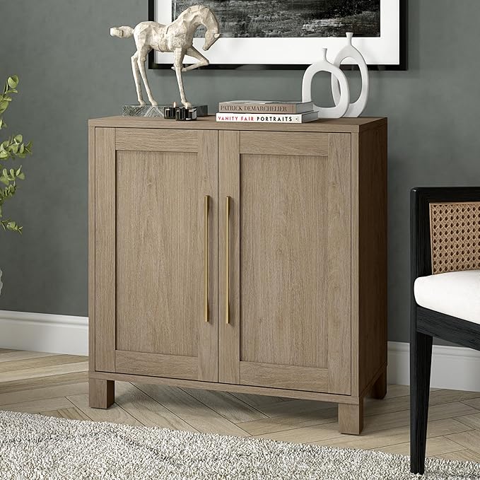 Henn&Hart 28" Wide Rectangular Accent Cabinet in Weathered Gray, - Image 2