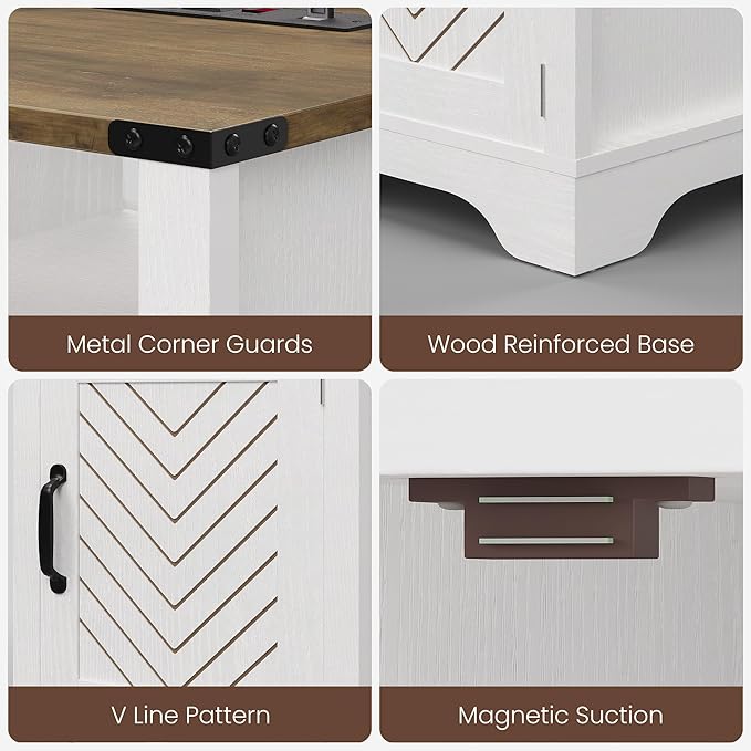 RoyalCraft Farmhouse Nightstand Set of 2, Bedside Table Set of 2 - Image 6