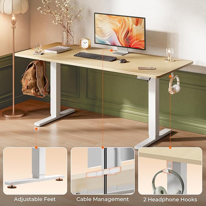 Huuger 63 x 28 Large Electric Standing Desk, Height Adjustable Computer Desk - Image 7