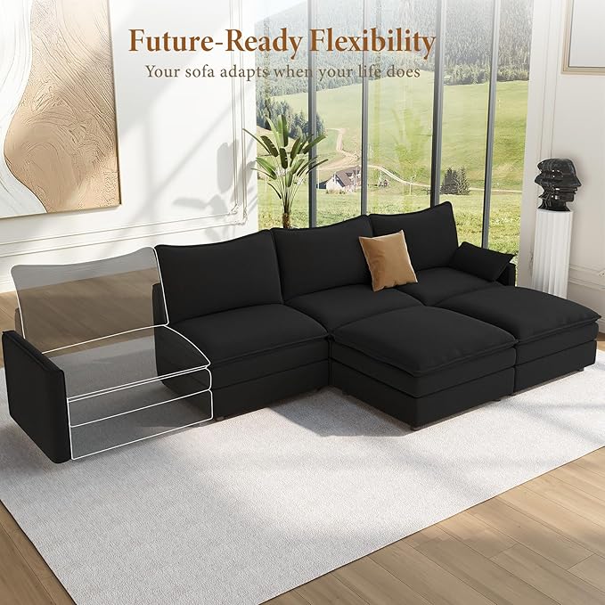Vesgantti 108" U Shaped Sectional Couch, Comfy Cloud Modular Sectional Sofa - Image 8