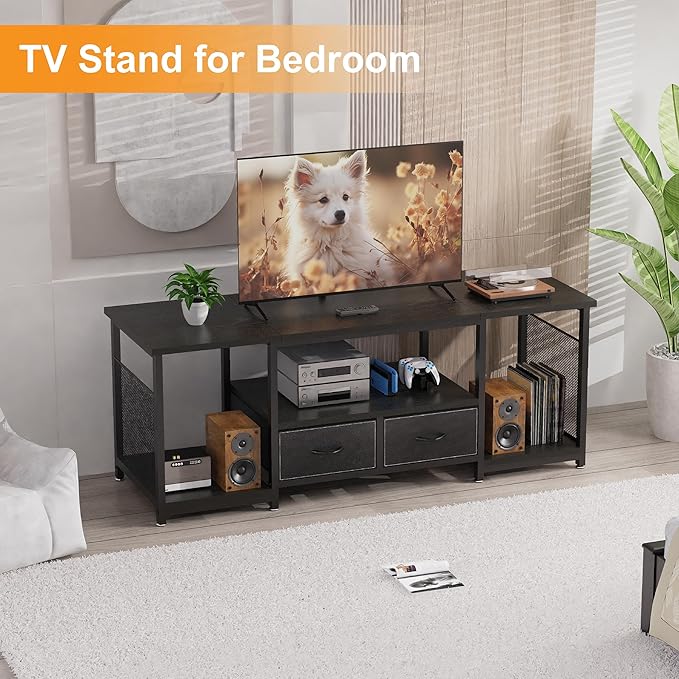 TV Stand with Drawers and Open Storage Shelves - Image 7