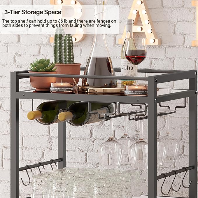 TUTOTAK Bar Cart, Home Bar Serving Cart - Image 6
