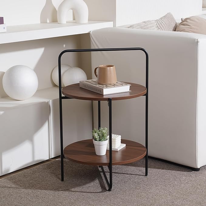 Mijas 2-Tier Side Table, Round End Table, A Stylish and Functional Addition by AVCONNECT