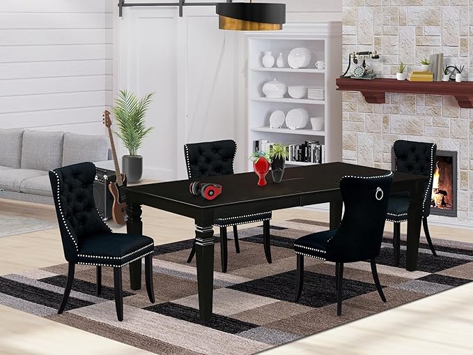 East West Furniture LGDA5-BLK-24 5 Piece Kitchen Table Set Contains a Rectangle - Image 2