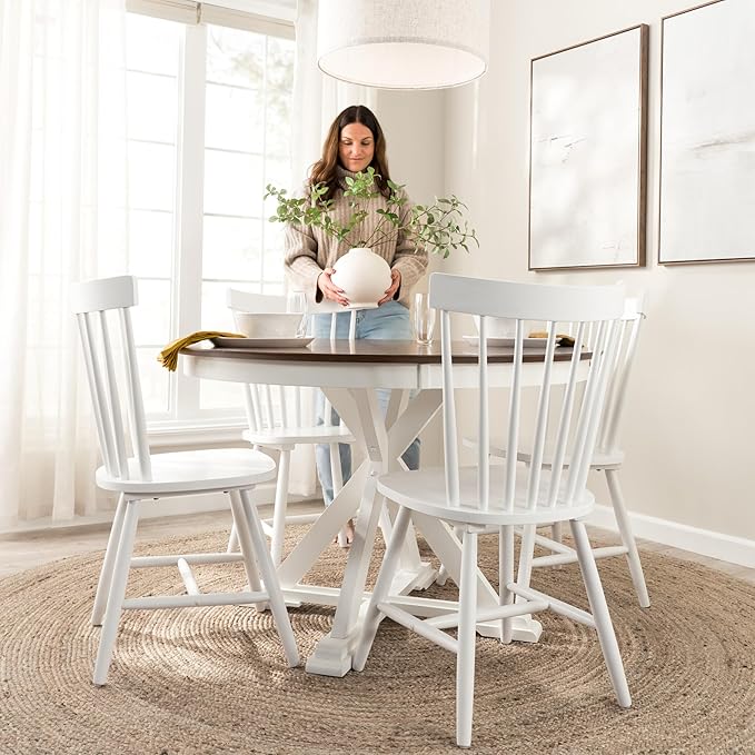 Bush Furniture Round Dining Table, 45 inch Trestle Design, Modern Transitional - Image 3