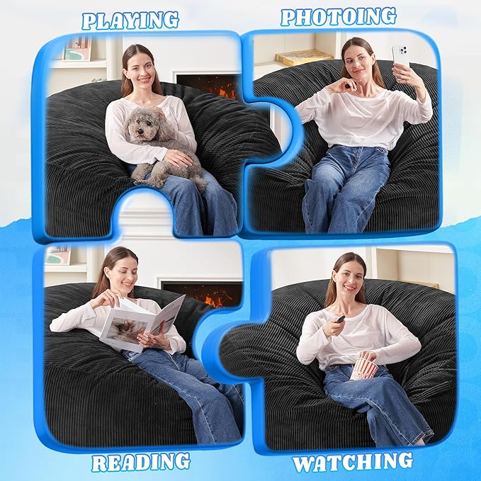 HABUTWAY 4FT Bean Bag Chair, Giant Bean Bag Chairs - Image 4