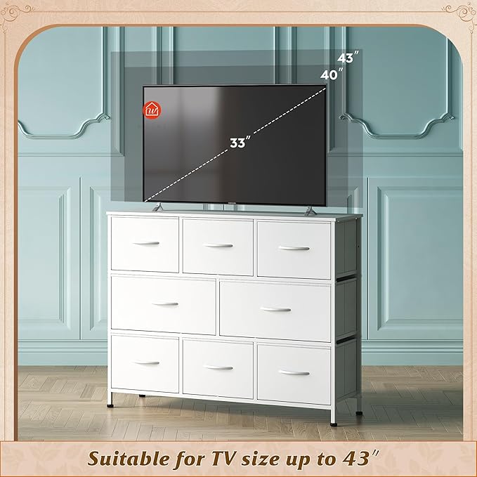 WLIVE 8 Drawer Dresser for Bedroom, Fabric White Dresser - Image 4