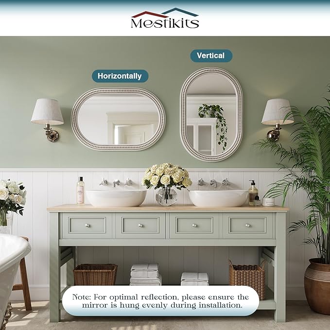 Farmhouse Oval Mirror Boho, Wooden Rustic Decorative Wall Mirror - Image 7