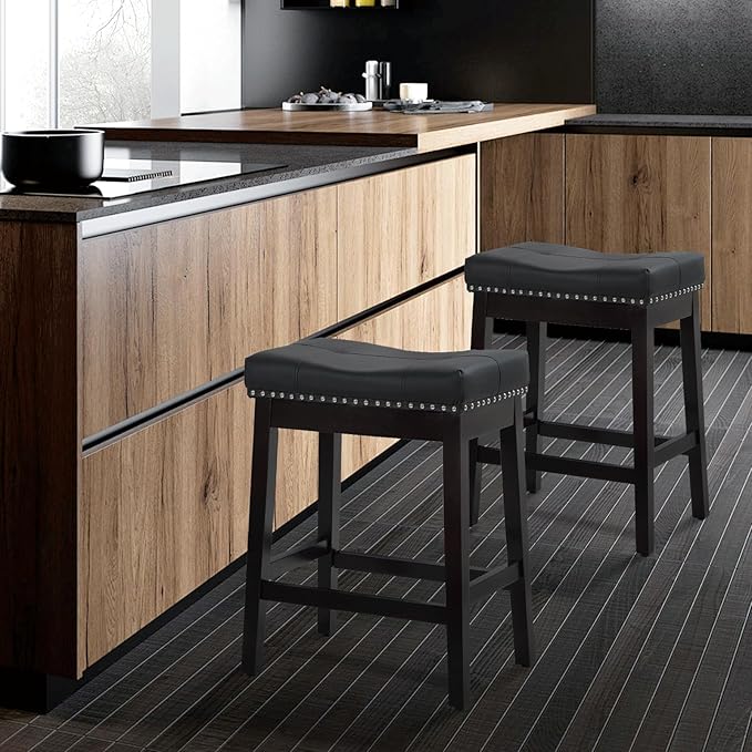 Athena Collection Bar Stools Set of 2, 25 Inches Counter Height Bar Stools - Image 2